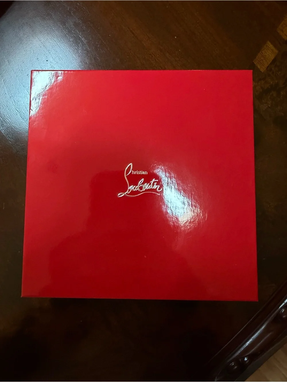 Christian Louboutin Red and Silver Studded Compact Case